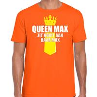 Bellatio Koningsdag t-shirt Queen Max zit nooit aan haar max met kroontje oranje voor heren