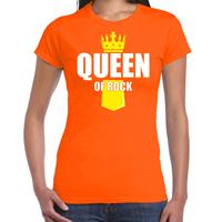 Bellatio Koningsdag t-shirt Queen of rock met kroontje oranje voor dames