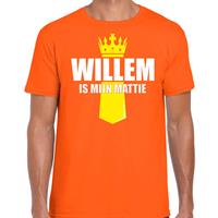 Bellatio Koningsdag t-shirt Willem is mijn mattie met kroontje oranje voor heren