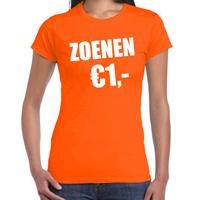 Bellatio Koningsdag t-shirt zoenen 1 euro oranje voor dames