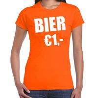 Bellatio Koningsdag t-shirt bier 1 euro oranje voor dames