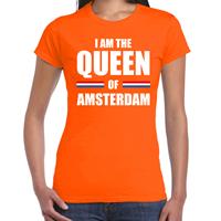 Bellatio Koningsdag t-shirt I am the Queen of Amsterdam oranje voor dames
