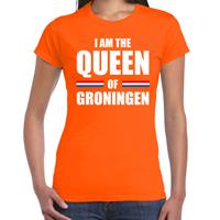 Bellatio Koningsdag t-shirt I am the Queen of Groningen oranje voor dames
