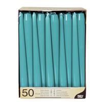Conpax Candles 50x stuks dinerkaarsen turquoise blauw 25 cm -