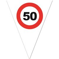Bellatio Leeftijd verjaardag vlaggenlijn met 50 jaar stopbord opdruk 5 meter -
