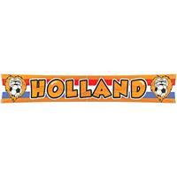 Oranje artikelen 2x Oranje mega banner/ vlag Holland 370 x 60 cm -
