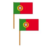 2x stuks luxe zwaaivlag Portugal 30 x 45 cm -