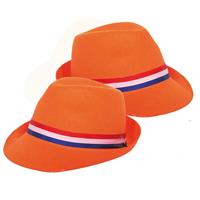 2x stuks oranje tribly hoed -