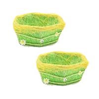 2x stuks paasdecoratie gras mandje groen 18 cm -