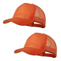 2x stuks oranje mesh baseballcap voor volwassenen
