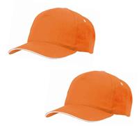 2x stuks oranje 5-panel baseballcap voor volwassenen