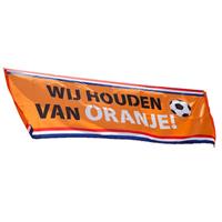 Oranje Holland thema straat vlag van 74 x 220 cm -
