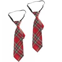4x stuks geruite stropdas rood 30 cm voor volwassenen