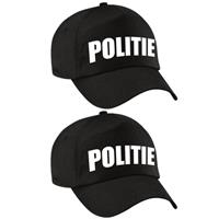 Bellatio 2x stuks zwarte politie agent verkleed pet / cap voor kinderen