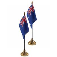 2x stuks australie tafelvlaggetje 10 x 15 cm met standaard -