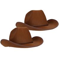 4x stuks bruine cowboyhoed Rodeo vilt voor volwassenen