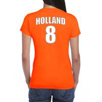 Bellatio Oranje supporter t-shirt met rugnummer 8 - Holland / Nederland fan shirt voor dames