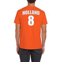 Bellatio Oranje supporter t-shirt met rugnummer 8 - Holland / Nederland fan shirt voor heren