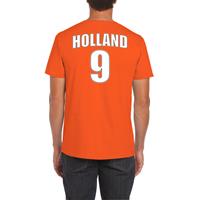 Bellatio Oranje supporter t-shirt met rugnummer 9 - Holland / Nederland fan shirt voor heren