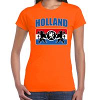 Bellatio Oranje t-shirt Holland / Nederland supporter Holland met een Nederlands wapen EK/ WK voor dames