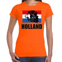 Bellatio Oranje t-shirt Holland / Nederland supporter met leeuw en vlag EK/ WK voor dames