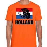 Bellatio Oranje t-shirt Holland / Nederland supporter met leeuw en vlag EK/ WK voor heren