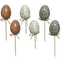 Decoris 18x Kunststof vogel eieren/paaseieren op steker 36 cm -