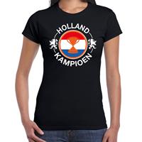 Bellatio Zwart t-shirt Holland / Nederland supporter Holland kampioen met beker EK/ WK voor dames