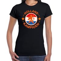 Bellatio Zwart t-shirt Holland / Nederland supporter Holland kampioen met leeuw EK/ WK voor dames