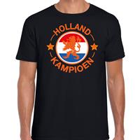 Bellatio Zwart t-shirt Holland / Nederland supporter Holland kampioen met leeuw EK/ WK voor heren