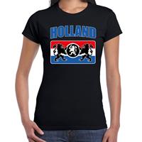 Bellatio Zwart t-shirt Holland / Nederland supporter Holland met een Nederlands wapen EK/ WK voor dames