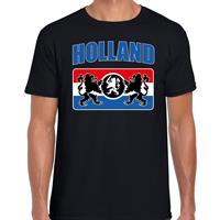Bellatio Zwart t-shirt Holland / Nederland supporter Holland met een Nederlands wapen EK/ WK voor heren
