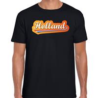 Bellatio Zwart t-shirt Holland / Nederland supporter Holland met Nederlandse wimpel EK/ WK voor heren