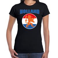 Bellatio Zwart t-shirt Holland / Nederland supporter Holland met zwart leeuw EK/ WK voor dames