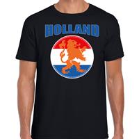 Bellatio Zwart t-shirt Holland / Nederland supporter Holland met zwart leeuw EK/ WK voor heren