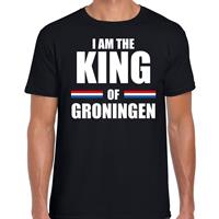 Bellatio Koningsdag t-shirt I am the King of Groningen zwart voor heren