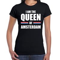 Bellatio Koningsdag t-shirt I am the Queen of Amsterdam zwart voor dames