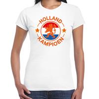 Bellatio Wit t-shirt Holland / Nederland supporter Holland kampioen met leeuw EK/ WK voor dames