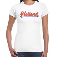 Bellatio Wit t-shirt Holland / Nederland supporter Holland met Nederlandse wimpel EK/ WK voor dames