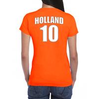 Bellatio Oranje supporter t-shirt met rugnummer 10 - Holland / Nederland fan shirt voor dames