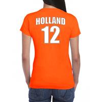 Bellatio Oranje supporter t-shirt met rugnummer 12 - Holland / Nederland fan shirt voor dames