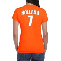 Bellatio Oranje supporter t-shirt met rugnummer 7 - Holland / Nederland fan shirt voor dames