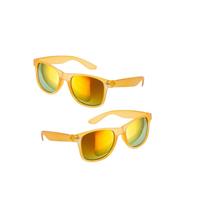 10x stuks hippe zonnebril geel met spiegelglazen -