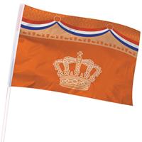 Folat Holland/oranje gevelvlag met kroon 100 x 150 cm -