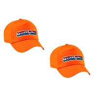 Bellatio 4x stuks oranje Holland supporter pet / cap met Nederlandse vlag - EK / WK voor kinderen
