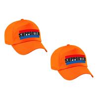 Bellatio 4x stuks oranje supporter pet / cap met Nederlandse vlag - EK / WK voor kinderen