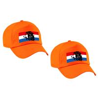 Bellatio 4x stuks holland supporter pet / cap met de oranje leeuw en Nederlandse vlag - EK / WK voor volwasse -