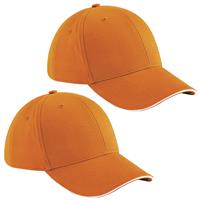 Beechfield 6x stuks 6-panel Oranje supporters baseballcap -