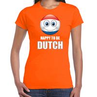 Bellatio Nederland emoticon Happy to be Dutch landen t-shirt oranje dames -