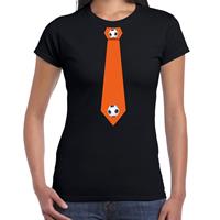 Bellatio Zwart t-shirt Holland / Nederland supporter oranje voetbal stropdas EK/ WK voor dames